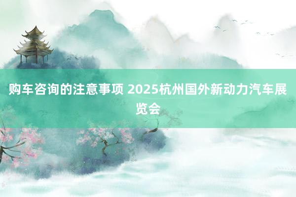 购车咨询的注意事项 2025杭州国外新动力汽车展览会