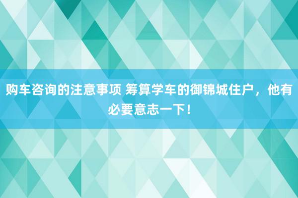 购车咨询的注意事项 筹算学车的御锦城住户，他有必要意志一下！