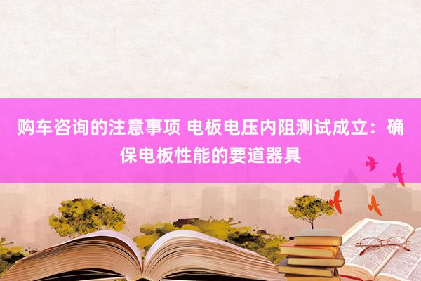 购车咨询的注意事项 电板电压内阻测试成立：确保电板性能的要道器具