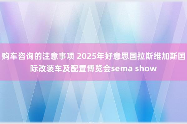 购车咨询的注意事项 2025年好意思国拉斯维加斯国际改装车及配置博览会sema show