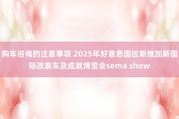 购车咨询的注意事项 2025年好意思国拉斯维加斯国际改装车及成就博览会sema show