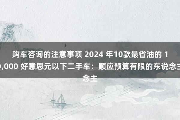 购车咨询的注意事项 2024 年10款最省油的 10,000 好意思元以下二手车：顺应预算有限的东说念主