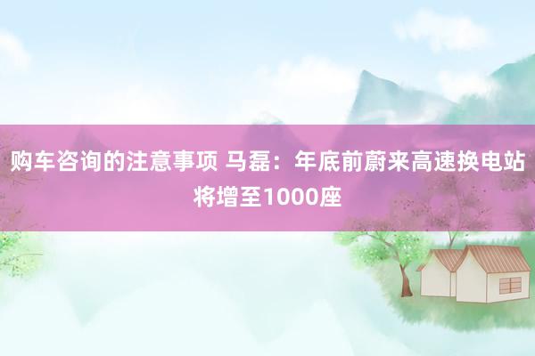 购车咨询的注意事项 马磊：年底前蔚来高速换电站将增至1000座