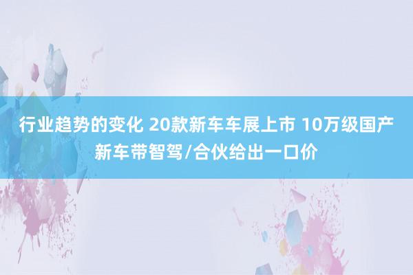 行业趋势的变化 20款新车车展上市 10万级国产新车带智驾/合伙给出一口价