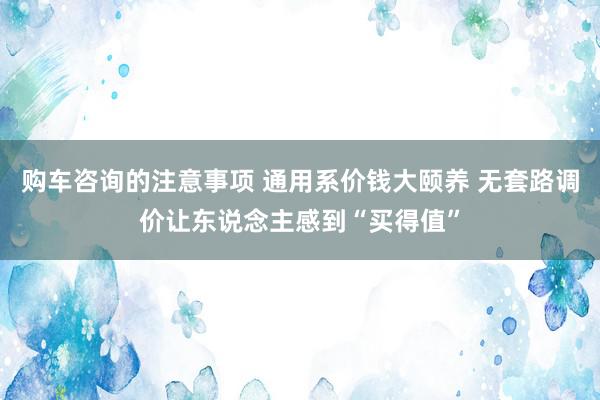 购车咨询的注意事项 通用系价钱大颐养 无套路调价让东说念主感到“买得值”