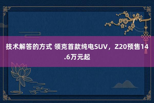 技术解答的方式 领克首款纯电SUV，Z20预售14.6万元起