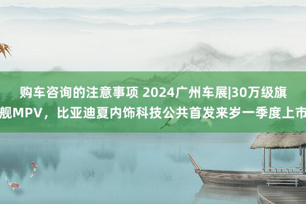 购车咨询的注意事项 2024广州车展|30万级旗舰MPV，比亚迪夏内饰科技公共首发来岁一季度上市