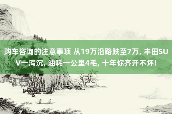 购车咨询的注意事项 从19万沿路跌至7万, 丰田SUV一泻沉, 油耗一公里4毛, 十年你齐开不坏!