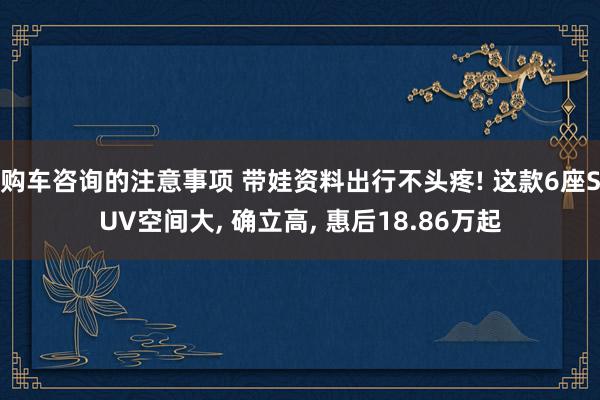 购车咨询的注意事项 带娃资料出行不头疼! 这款6座SUV空间大, 确立高, 惠后18.86万起