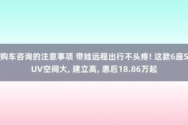 购车咨询的注意事项 带娃远程出行不头疼! 这款6座SUV空间大, 建立高, 惠后18.86万起