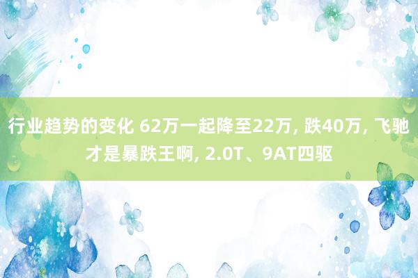 行业趋势的变化 62万一起降至22万, 跌40万, 飞驰才是暴跌王啊, 2.0T、9AT四驱