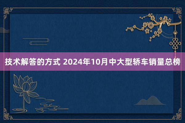 技术解答的方式 2024年10月中大型轿车销量总榜