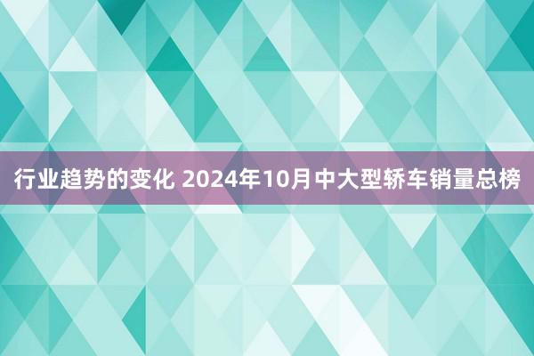 行业趋势的变化 2024年10月中大型轿车销量总榜