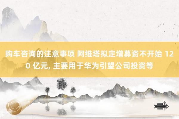 购车咨询的注意事项 阿维塔拟定增募资不开始 120 亿元, 主要用于华为引望公司投资等