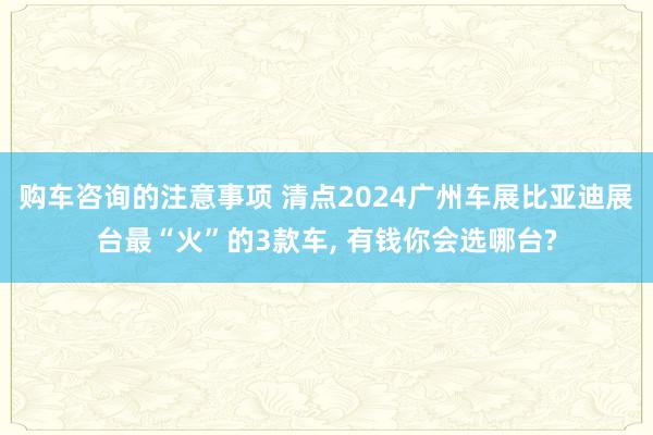 购车咨询的注意事项 清点2024广州车展比亚迪展台最“火”的3款车, 有钱你会选哪台?