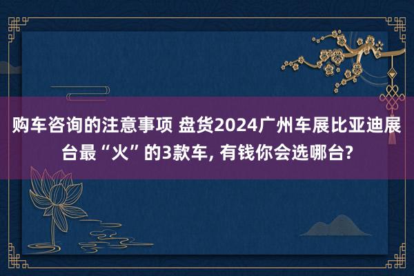 购车咨询的注意事项 盘货2024广州车展比亚迪展台最“火”的3款车, 有钱你会选哪台?