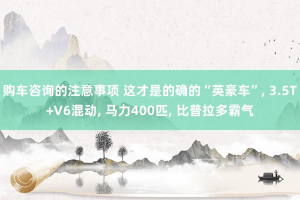 购车咨询的注意事项 这才是的确的“英豪车”, 3.5T+V6混动, 马力400匹, 比普拉多霸气