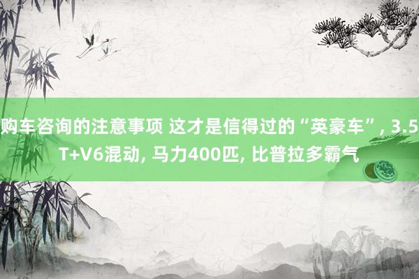 购车咨询的注意事项 这才是信得过的“英豪车”, 3.5T+V6混动, 马力400匹, 比普拉多霸气