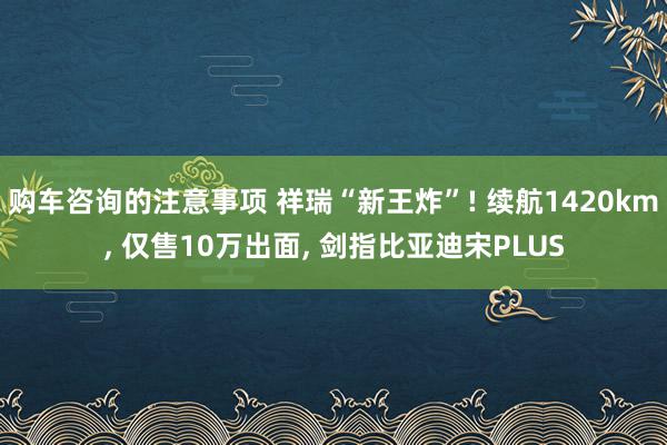 购车咨询的注意事项 祥瑞“新王炸”! 续航1420km, 仅售10万出面, 剑指比亚迪宋PLUS