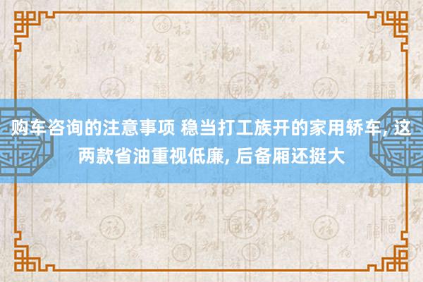 购车咨询的注意事项 稳当打工族开的家用轿车, 这两款省油重视低廉, 后备厢还挺大