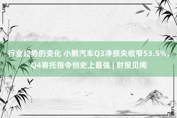 行业趋势的变化 小鹏汽车Q3净损失收窄53.5%，Q4寄托指令创史上最强 | 财报见闻