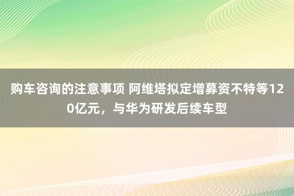 购车咨询的注意事项 阿维塔拟定增募资不特等120亿元，与华为研发后续车型