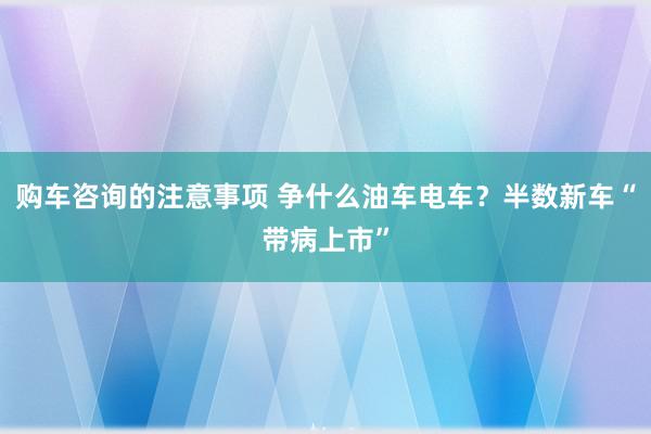 购车咨询的注意事项 争什么油车电车？半数新车“带病上市”