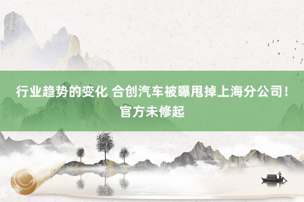 行业趋势的变化 合创汽车被曝甩掉上海分公司！官方未修起