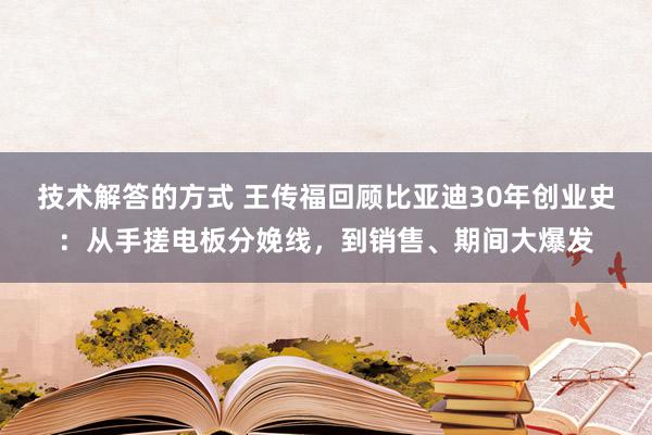 技术解答的方式 王传福回顾比亚迪30年创业史：从手搓电板分娩线，到销售、期间大爆发