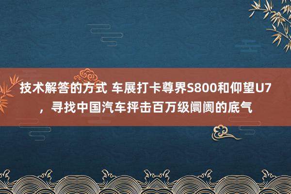 技术解答的方式 车展打卡尊界S800和仰望U7，寻找中国汽车抨击百万级阛阓的底气