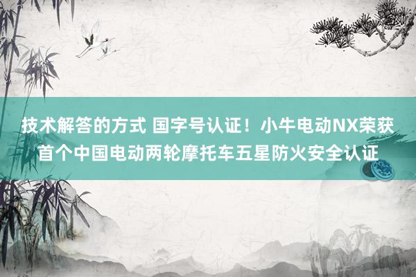 技术解答的方式 国字号认证！小牛电动NX荣获首个中国电动两轮摩托车五星防火安全认证