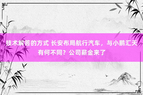 技术解答的方式 长安布局航行汽车，与小鹏汇天有何不同？公司薪金来了