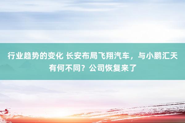 行业趋势的变化 长安布局飞翔汽车，与小鹏汇天有何不同？公司恢复来了