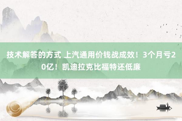 技术解答的方式 上汽通用价钱战成效！3个月亏20亿！凯迪拉克比福特还低廉