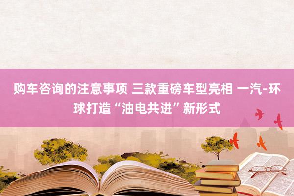 购车咨询的注意事项 三款重磅车型亮相 一汽-环球打造“油电共进”新形式