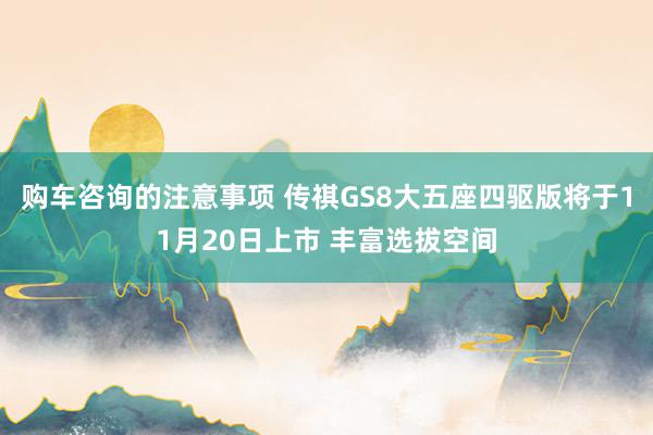 购车咨询的注意事项 传祺GS8大五座四驱版将于11月20日上市 丰富选拔空间