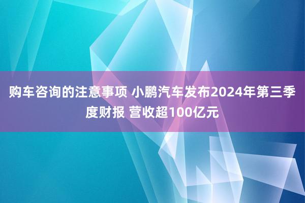 购车咨询的注意事项 小鹏汽车发布2024年第三季度财报 营收超100亿元