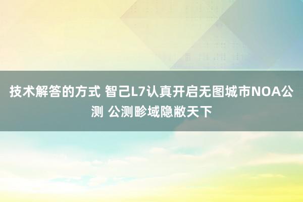 技术解答的方式 智己L7认真开启无图城市NOA公测 公测畛域隐敝天下