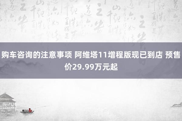 购车咨询的注意事项 阿维塔11增程版现已到店 预售价29.99万元起