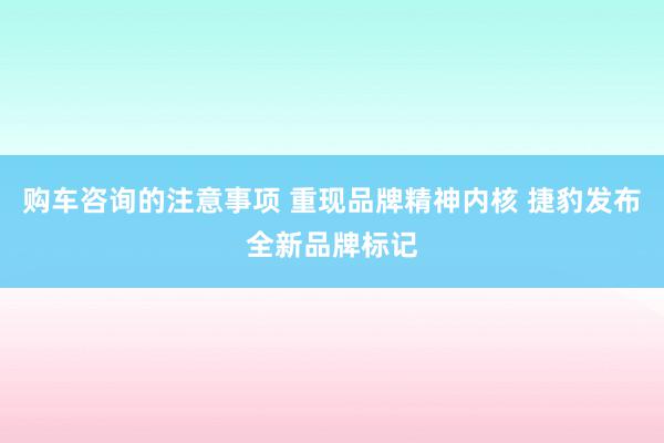 购车咨询的注意事项 重现品牌精神内核 捷豹发布全新品牌标记