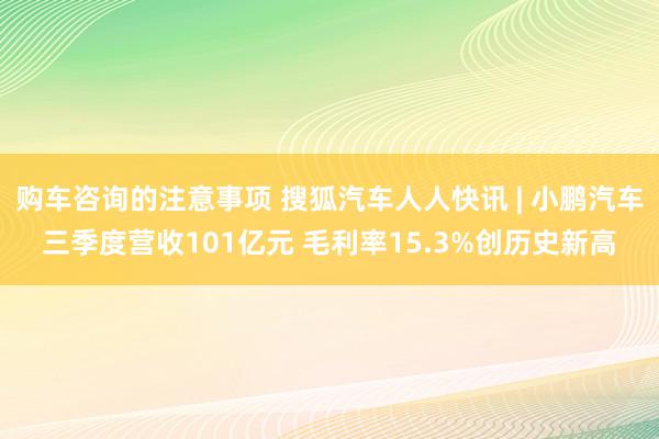 购车咨询的注意事项 搜狐汽车人人快讯 | 小鹏汽车三季度营收101亿元 毛利率15.3%创历史新高